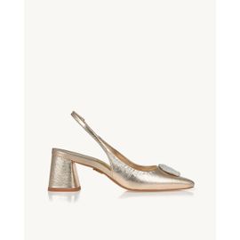 Slingback Salto Médio Shine Light Gold