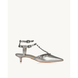 Slingback Salto Médio Shine Old Silver