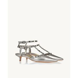 Slingback Salto Médio Shine Old Silver