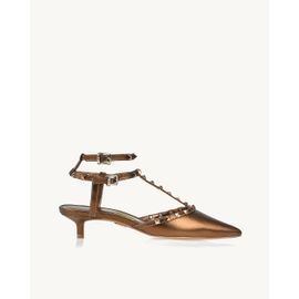 Slingback Salto Médio Shine Old Gold