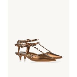 Slingback Salto Médio Shine Old Gold