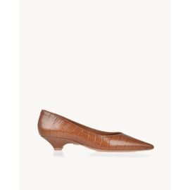 Scarpin Salto Baixo Croco Camel
