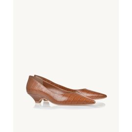 Scarpin Salto Baixo Croco Camel