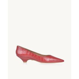 Scarpin Salto Baixo Croco Scarlet