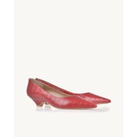 Scarpin Salto Baixo Croco Scarlet