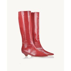 Bota Salto Baixo Croco Scarlet