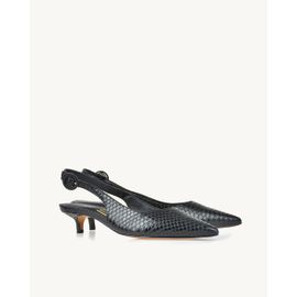 Slingback Salto Médio Piton Preta