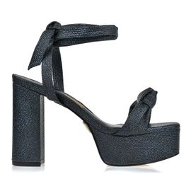 Meia Pata Salto Alto Lizard Sparkle Preta