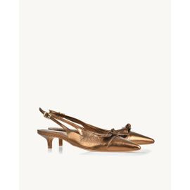 Slingback Salto Médio Shine Old Gold