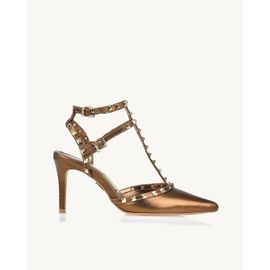 Slingback Salto Médio Shine Old Gold