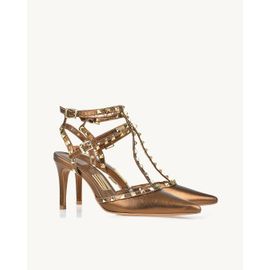Slingback Salto Médio Shine Old Gold
