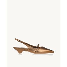 Slingback Salto Baixo Shine Old Gold
