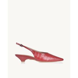 Slingback Salto Baixo Croco Scarlet