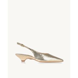 Slingback Salto Baixo Piton Light Gold
