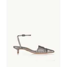 Slingback Salto Médio Shine Old Silver