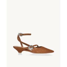 Slingback Salto Baixo Mestiço Camel