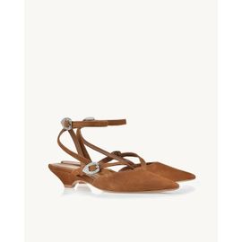 Slingback Salto Baixo Mestiço Camel