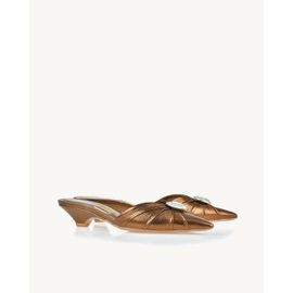 Slingback Salto Baixo Shine Old Gold