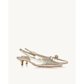 Slingback Salto Médio Shine Light Gold