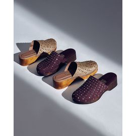 Clog Salto Médio Stoned Gold