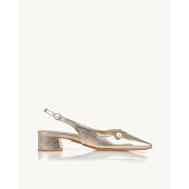 Slingback Salto Médio Shine Light Gold