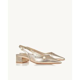 Slingback Salto Médio Shine Light Gold