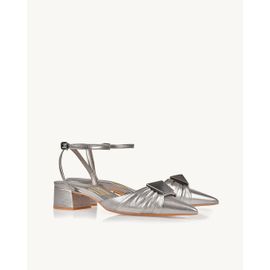 Slingback Salto Médio Shine Old Silver