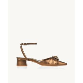 Slingback Salto Médio Shine Old Gold