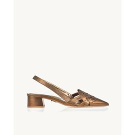Slingback Salto Médio Shine Old Gold