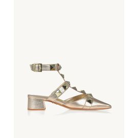 Slingback Salto Médio Shine Light Gold