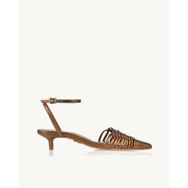 Slingback Salto Médio Shine Old Gold