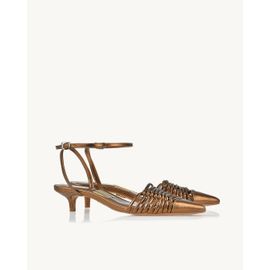 Slingback Salto Médio Shine Old Gold