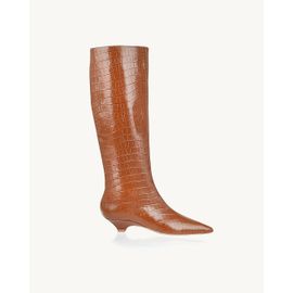 Bota Salto Baixo Croco Camel