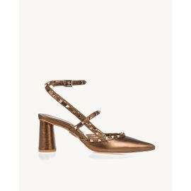 Slingback Salto Médio Shine Old Gold