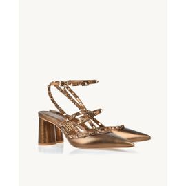 Slingback Salto Médio Shine Old Gold