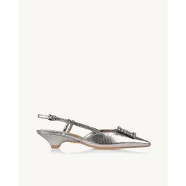 Slingback Salto Baixo Piton Old Silver