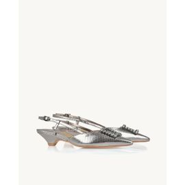 Slingback Salto Baixo Piton Old Silver