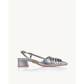 Slingback Salto Médio Shine Old Silver