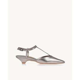 Slingback Salto Baixo Shine Old Silver