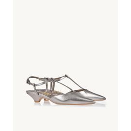 Slingback Salto Baixo Shine Old Silver