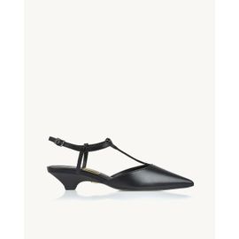 Slingback Salto Baixo Venice Preta