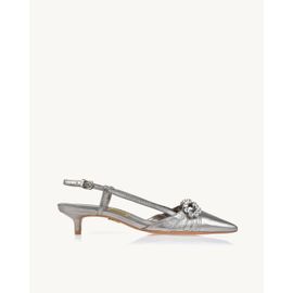 Slingback Salto Médio Shine Old Silver