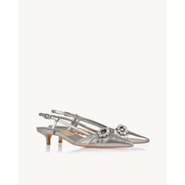 Slingback Salto Médio Shine Old Silver