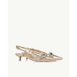 Slingback Salto Médio Shine Light Gold