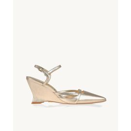 Slingback Salto Médio Shine Light Gold