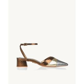 Slingback Salto Médio Piton Old Silver