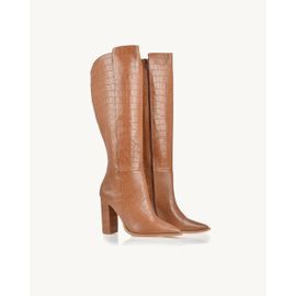 Bota Salto Alto Croco Caramel