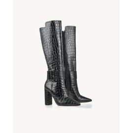 Bota Salto Alto Croco Preta