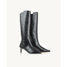 Bota Salto Médio Croco Preta