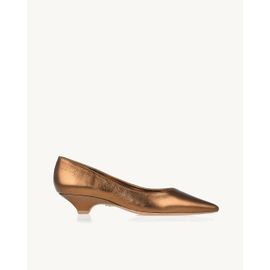 Scarpin Salto Baixo Shine Old Gold